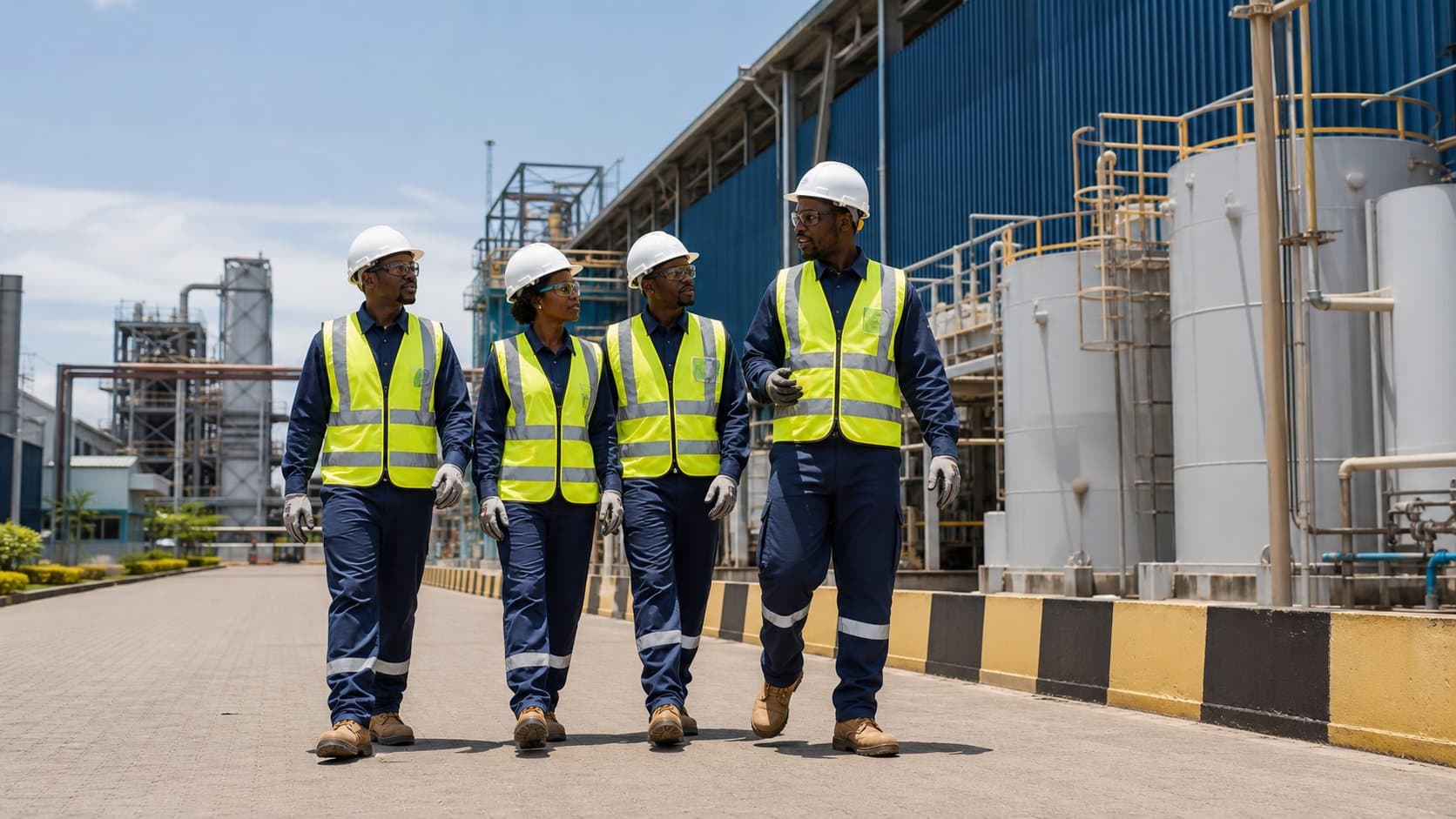 Illustrative industrial safety team at a Tanzanian facility