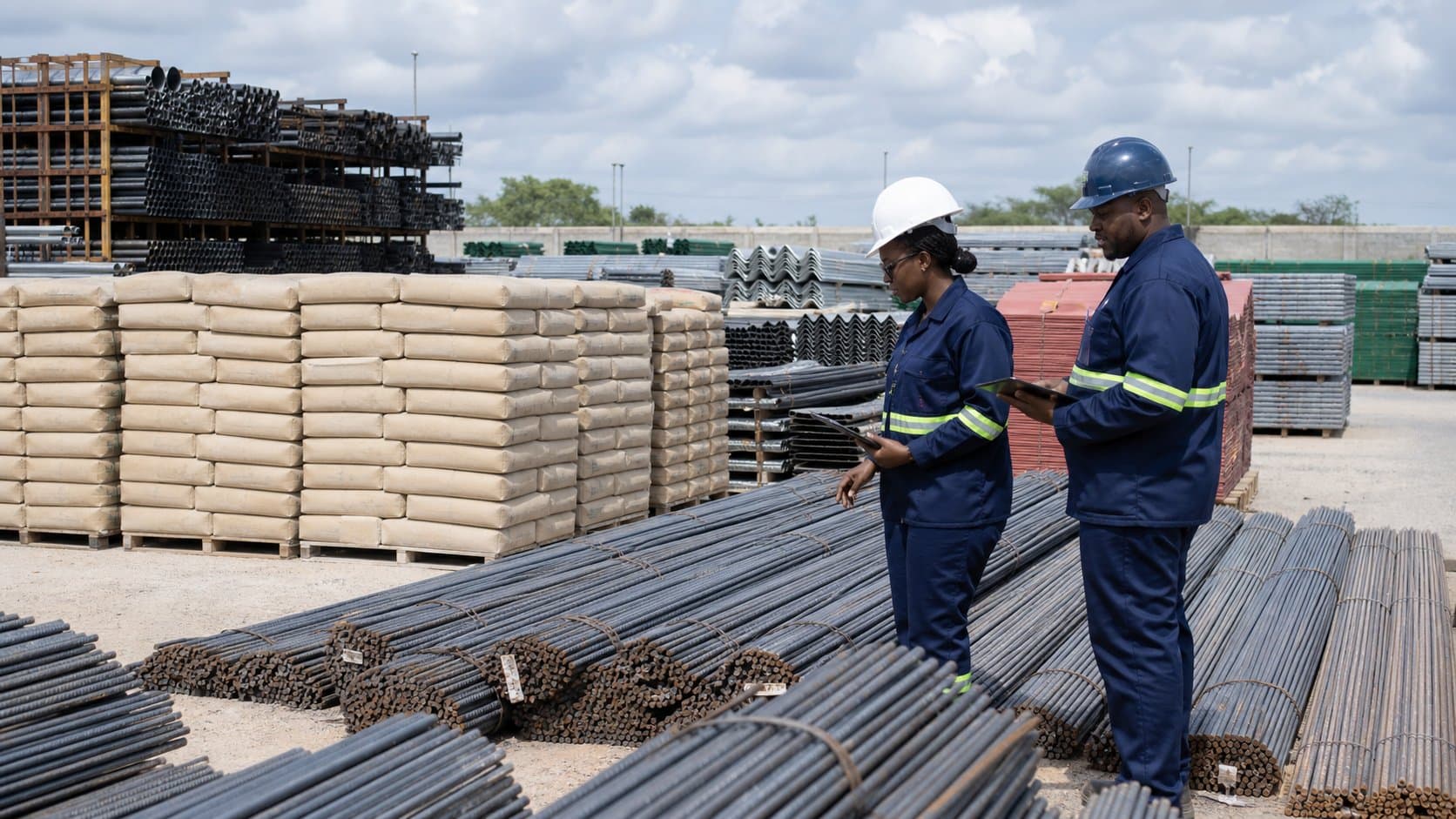 Illustrative construction material supply yard in Tanzania