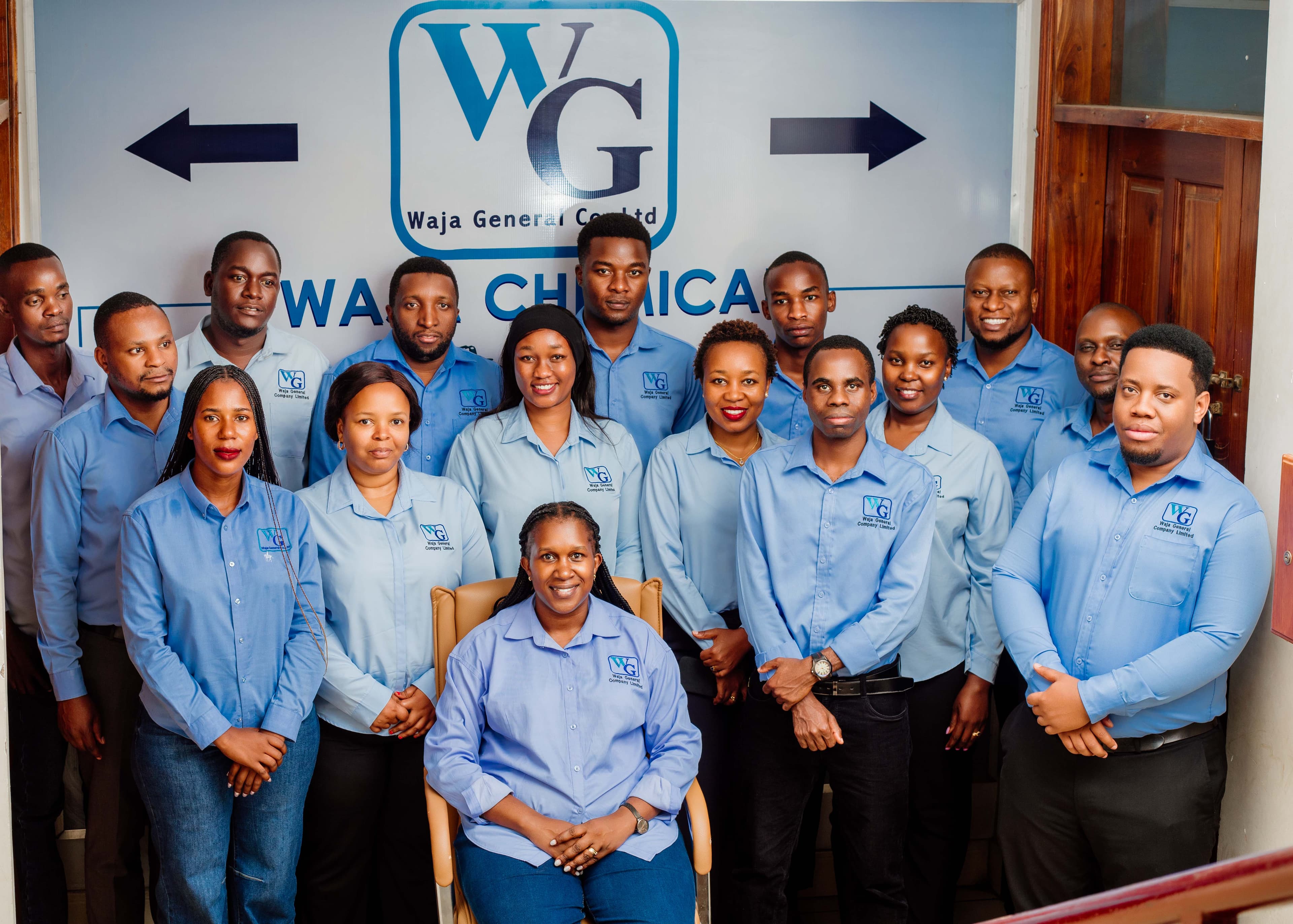 Waja Chemicals team gathered at the Waja General office